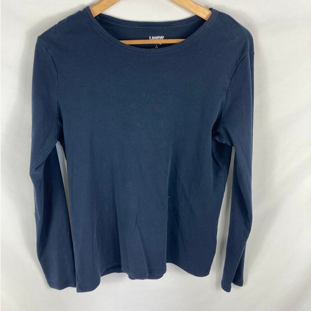 Lands End Dark Blue Long Sleeve Top Size Large
